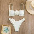 Chic Floral Bandeau Thong Bikini Set for Women - Lace-Up Beach Swimwear