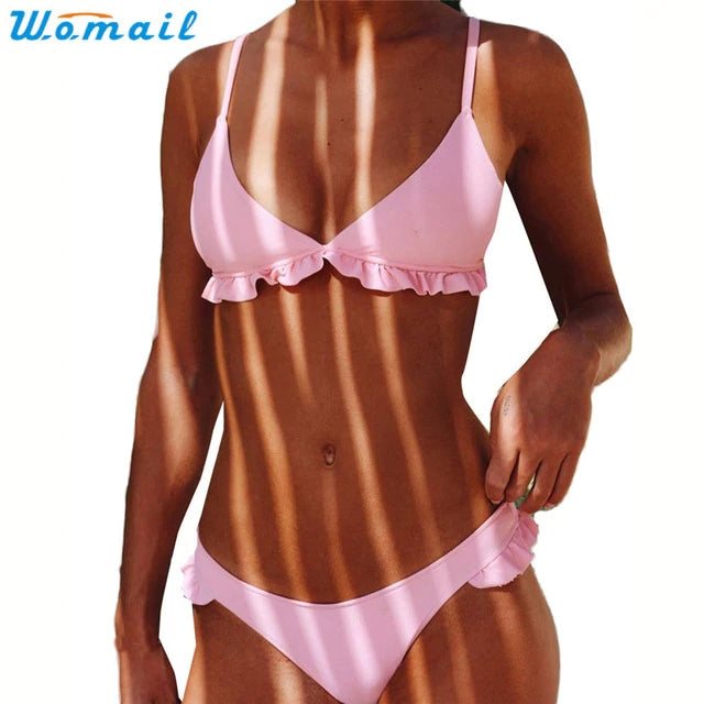 Ruffled Pink Bikini Set – Flirty Two-Piece Swimsuit