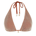 ZAFUL Womens Triangle Bikini Top Multiway Fishnet Tie Back Bandeau Halter String Bikini Top Swimsuit Bathing Suits Top (Only Top-Coffee L)